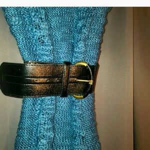 Maurice's Wide Stretch Belt Black w/Silver  Buckle Medium Wide Stretch NWT.